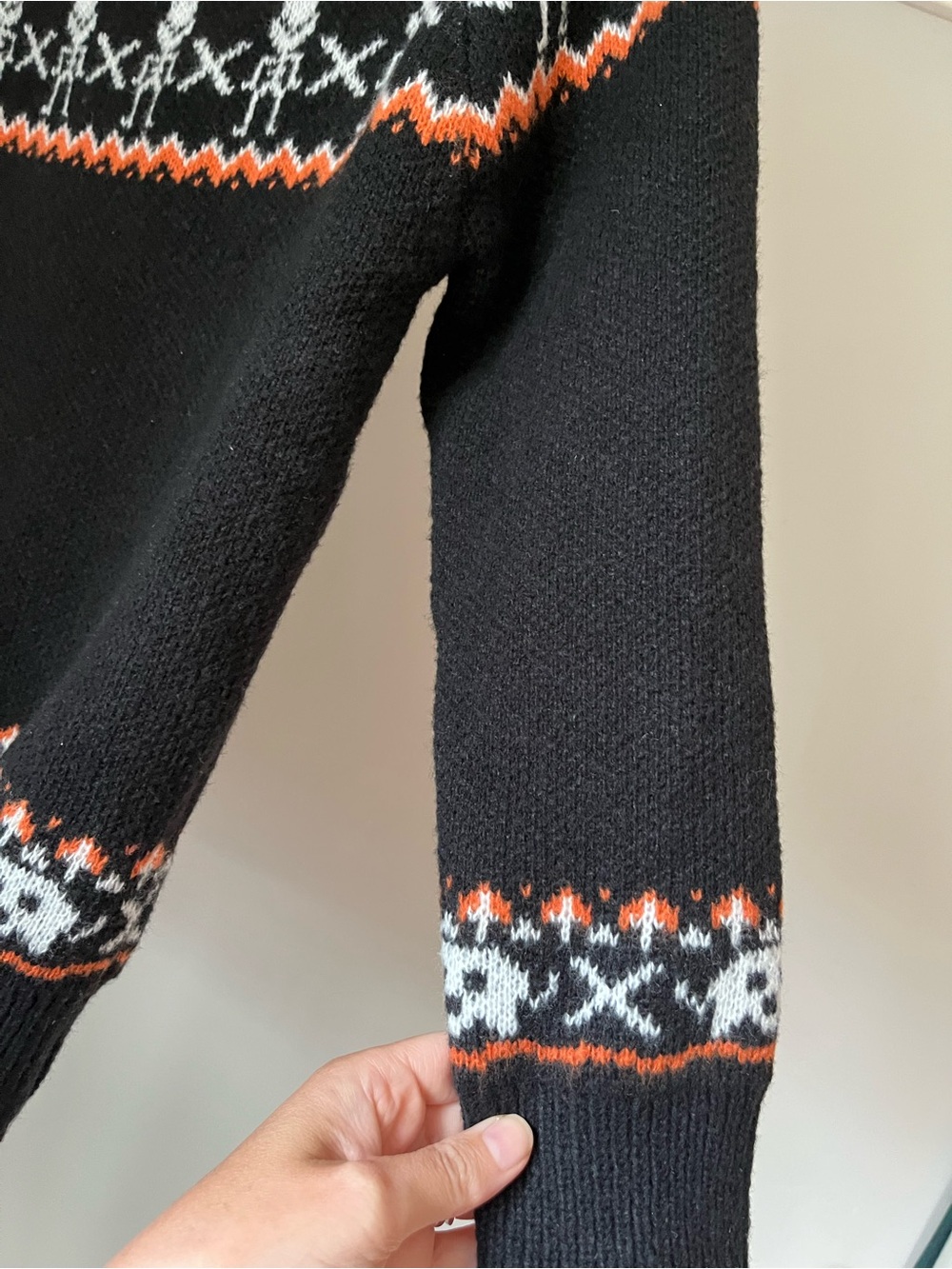 Women's Black Halloween Pumpkin Crewneck Sweater - Picture 4 of 13